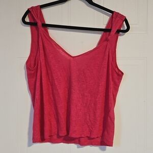 H&M 100% Linen Sleeveless Shirt Hot Pink New With Tags Womens Medium Oversize